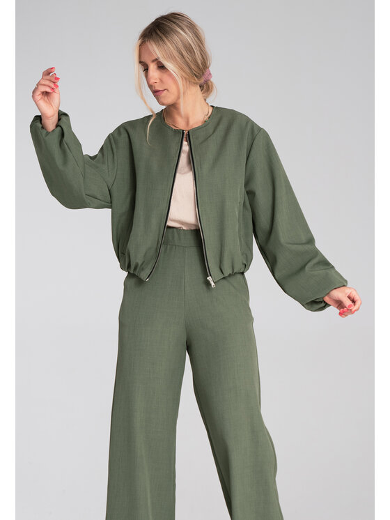 FIGL FIGL Kurtka bomber M1198 Zielony Regular Fit