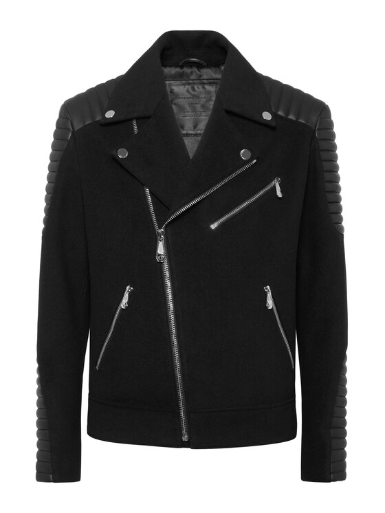 PHILIPP PLEIN PHILIPP PLEIN Chiodo di pelle 25551 Nero Regular Fit