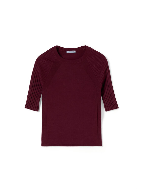 Motivi Motivi T-Shirt M267W003983N036 Bordowy Slim Fit