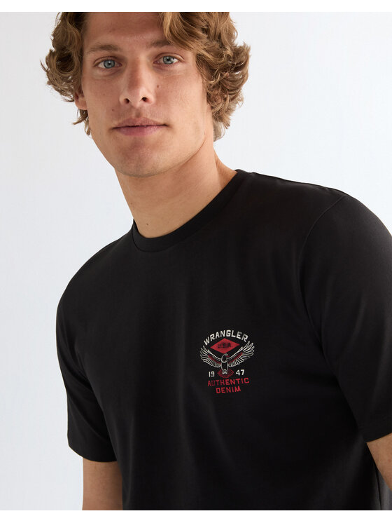 Wrangler Wrangler T-Shirt SMALL AMERICANA TEE Czarny Regular Fit