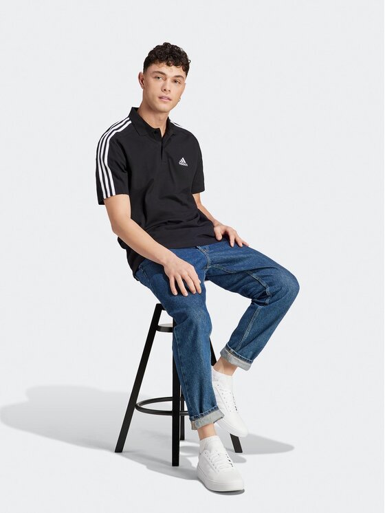 adidas adidas Polo majica Essentials Piqué Embroidered Small Logo 3-Stripes Polo Shirt IC9310 Črna Regular Fit
