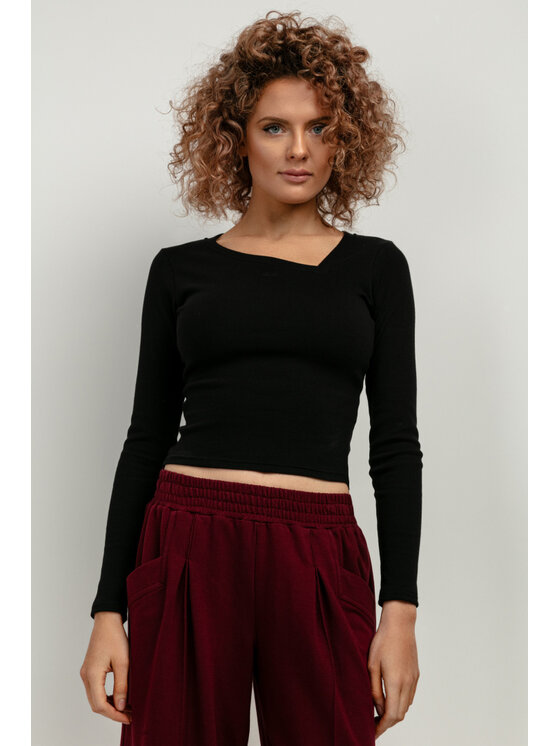 Tessita Tessita Bluzka T420/2/XXL Czarny Slim Fit