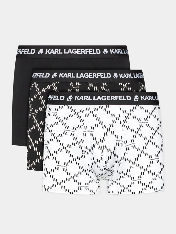 KARL LAGERFELD Set 3 perechi de boxeri Logo Monogram Trunk Set(3Pack) 225M2101 Negru