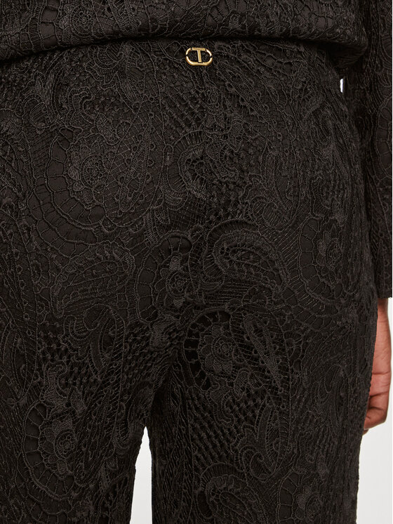 TWINSET TWINSET Riidest püksid 242TP2466 Must Wide Leg