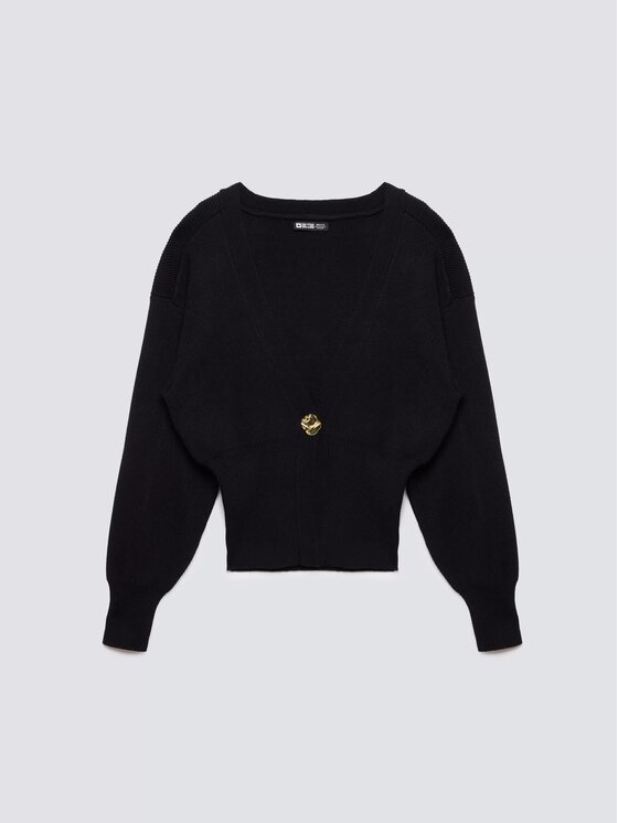 BIG STAR BIG STAR Kardigan GOLDI_906_160 Czarny Classic Fit