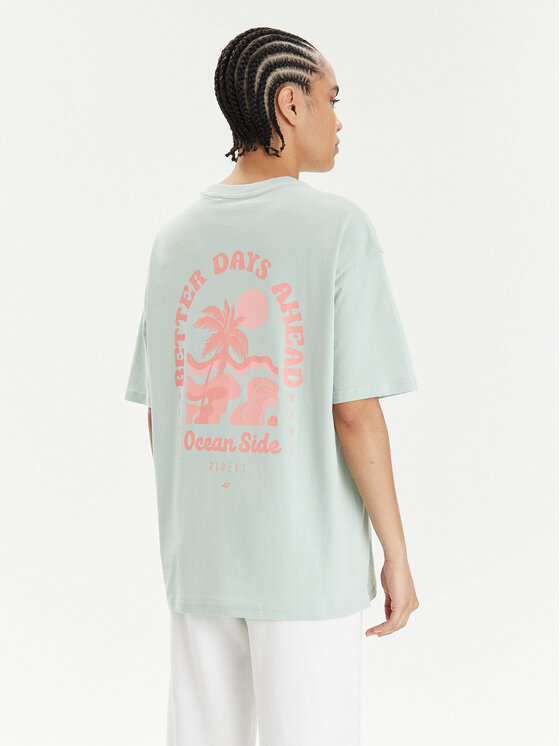 4F 4F T-Shirt 4FWSS24TTSHF1265 Grün Oversize