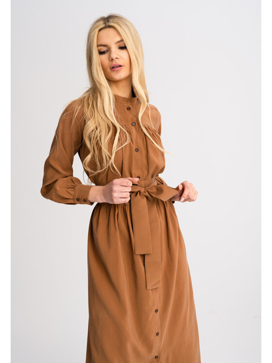 Leimann Leimann Sukienka codzienna Helena Brązowy Feminine Fit