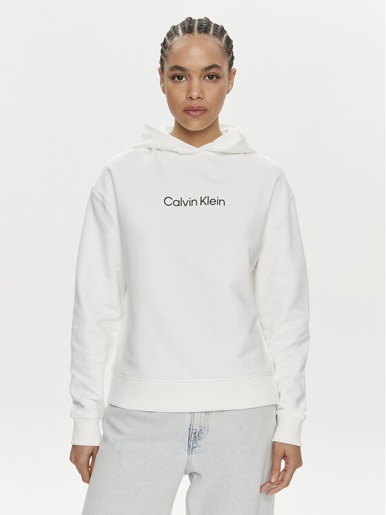 Calvin Klein Džemperis ar kapuci Hero Logo K20K205449 Balts Regular Fit