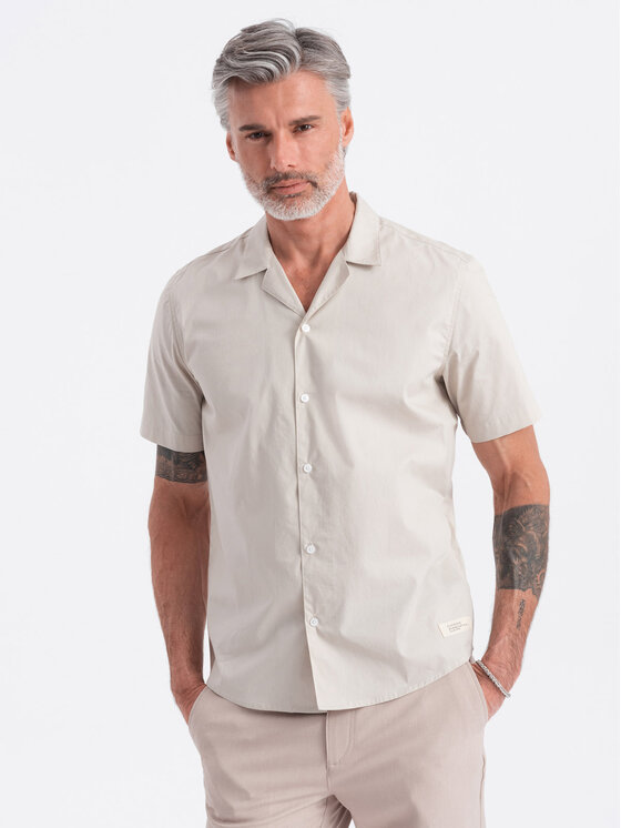 Ombre Ombre Koszula OM-SHSS-0168 Écru Regular Fit