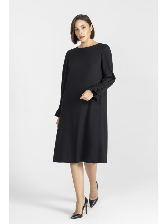 Deni Cler Milano Deni Cler Milano Sukienka elegancka W-DC-3451-E5-C8-90-1 Czarny Regular Fit