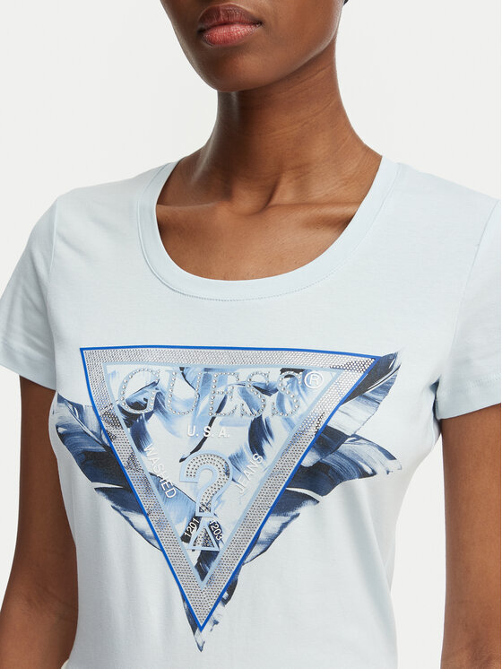Guess Guess Tricou W6GI11 K3026 Albastru deschis Regular Fit