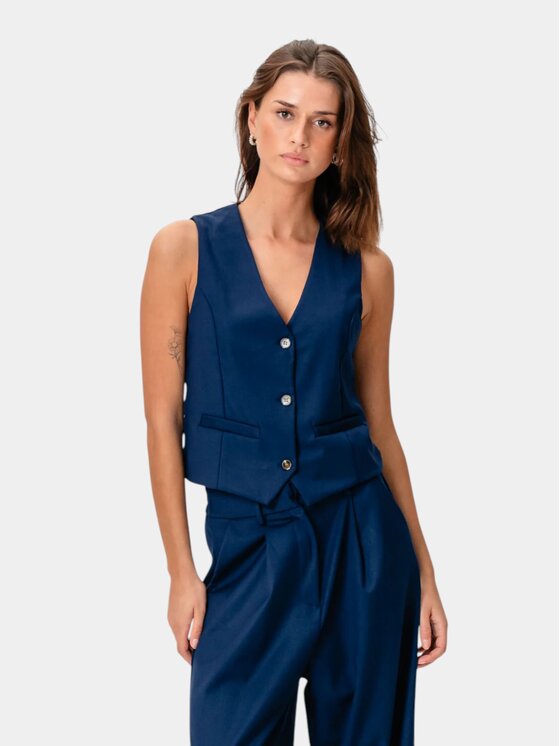 TeeShoppen TeeShoppen Kamizelka 'Basic Collection' Granatowy Regular Fit