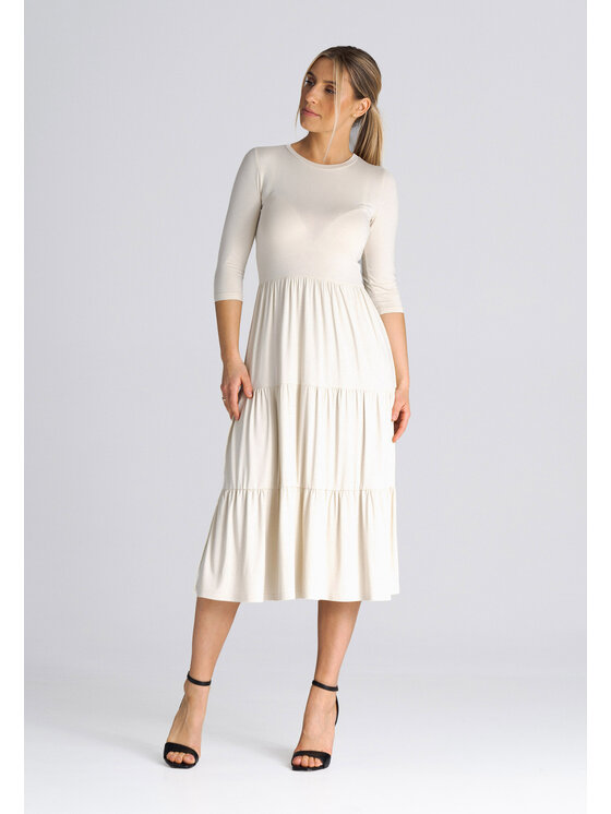 FIGL FIGL Vestito da giorno SUKIENKA M943 Beige Regular Fit