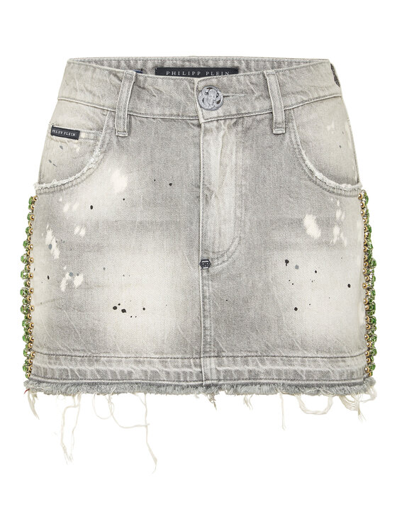 PHILIPP PLEIN PHILIPP PLEIN Spódnica jeansowa 23091 Szary