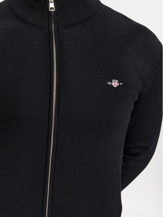 Gant Gant Pletena jopica Casual Cotton Zip 8030164 Črna Regular Fit
