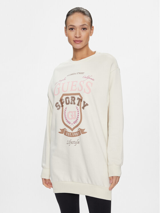 Guess Guess Majica dugih rukava Graphic V4RQ11 K68I0 Écru Regular Fit