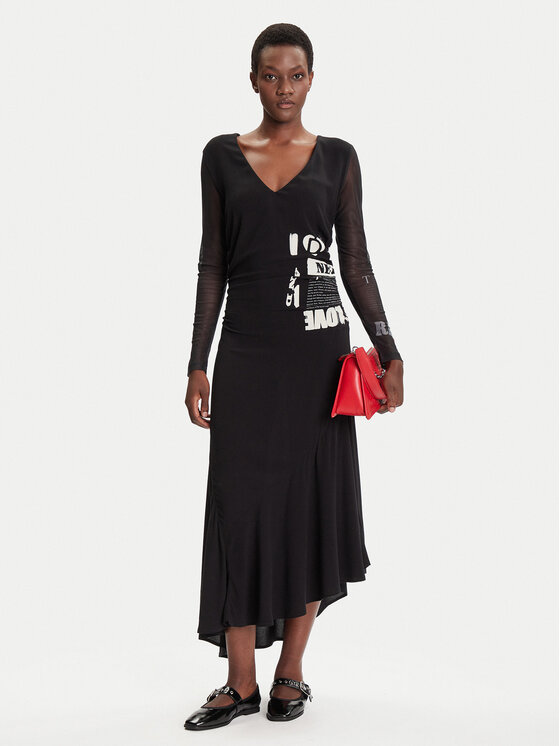 Desigual Desigual Rochie de zi Posinew 25WWVW26 Negru Slim Fit