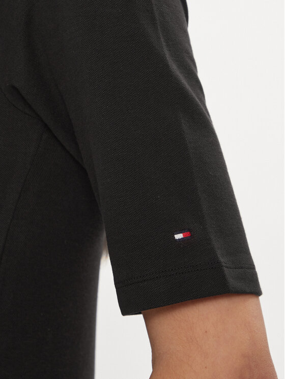Tommy Hilfiger Tommy Hilfiger Тениска с яка и копчета WW0WW39820 Черен Slim Fit