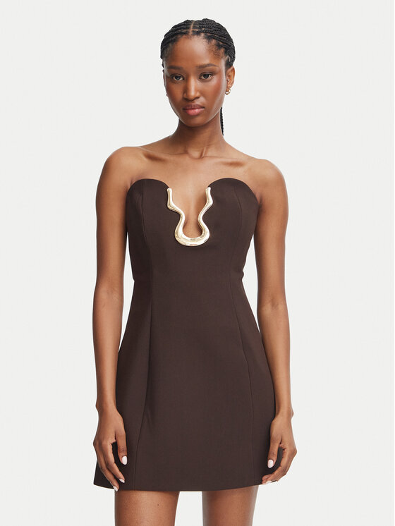 Bardot Коктейлна рокля Venya 60479DB Кафяв Slim Fit