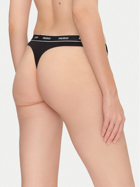 HUGO HUGO Kalhotky string Thong Stripe Pyp 50545700 Černá