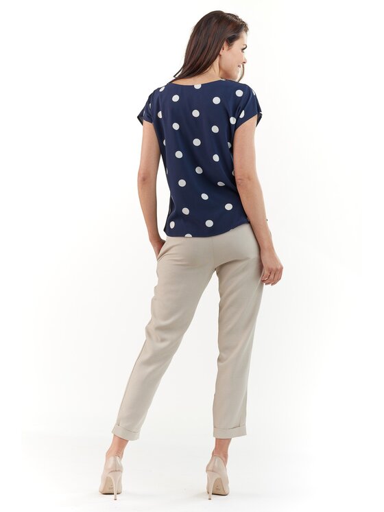 Awama Awama Bluzka A215 Granatowy Basic Fit