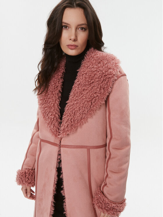 TWINSET TWINSET Kożuch 232TT2100 Różowy Regular Fit