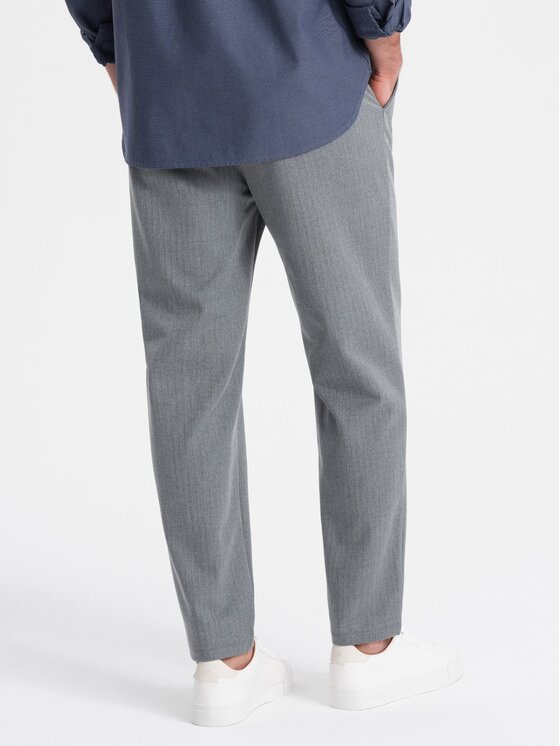 Ombre Ombre Spodnie materiałowe OM-PACP-0158 Szary Chino Fit