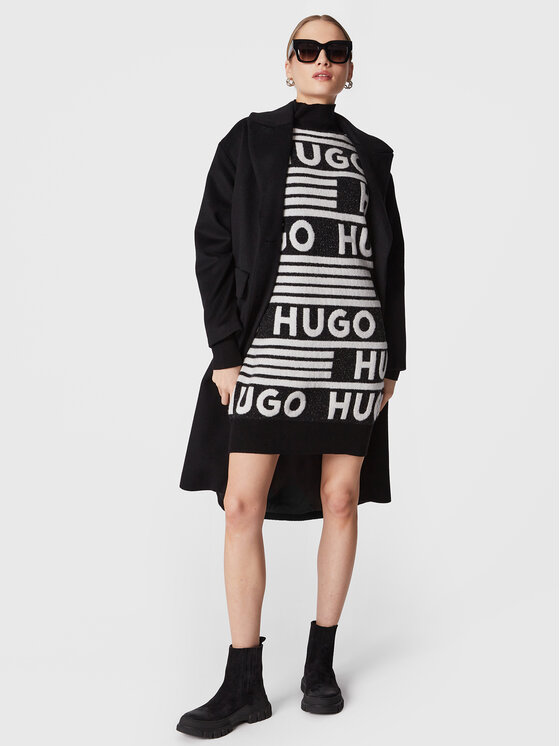 Hugo Hugo Kötött ruha Sisminy 50478976 Fekete Oversize