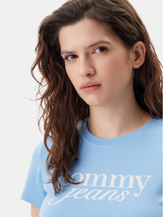 Tommy Jeans Tommy Jeans T-Shirt Essential DW0DW19447 Błękitny Slim Fit