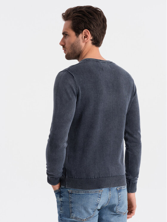 Ombre Ombre Sweter OM-SWOS-0108 Granatowy Fitting Fit