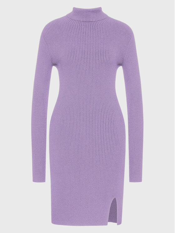 Kontatto Kontatto Trikotažinė suknelė 3M7616 Violetinė Slim Fit