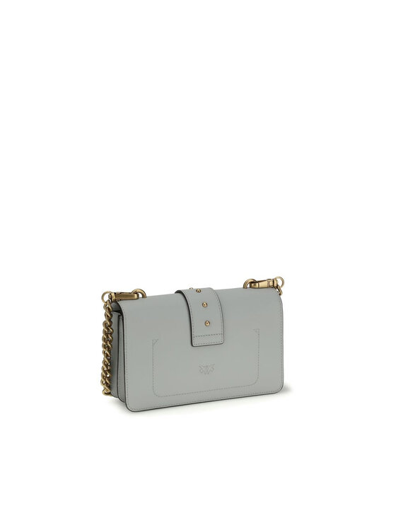 PINKO PINKO Kabelka Gray Calf Leather Bos Taurus Shoulder Šedá