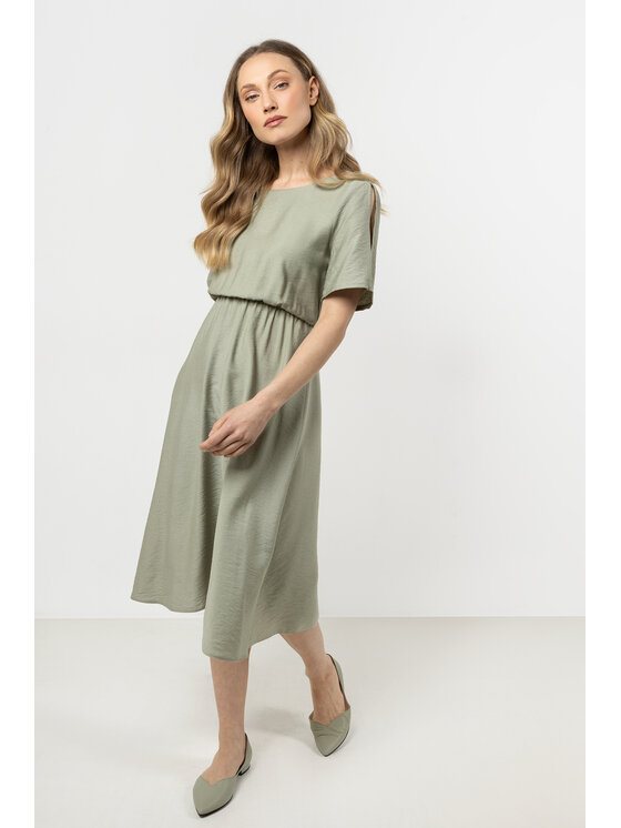 Awama Awama Sukienka letnia A716 Zielony Basic Fit