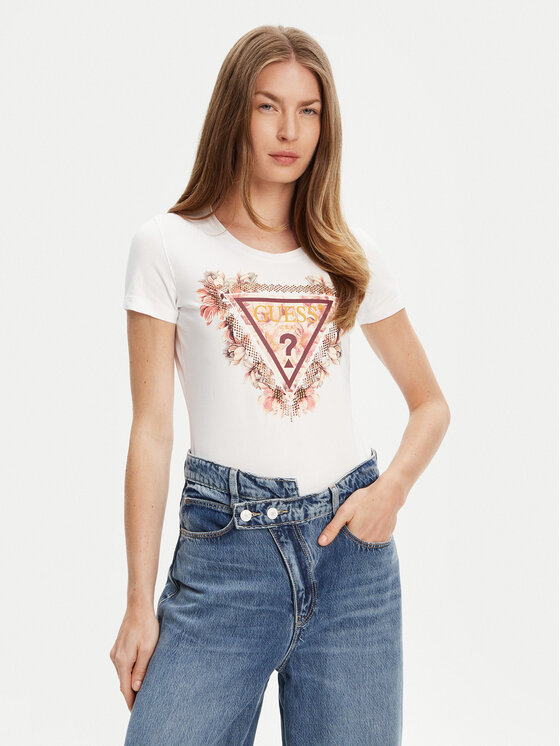 Guess Damski T-Shirt, rozmiar S, Biały, W5YI08 J1314