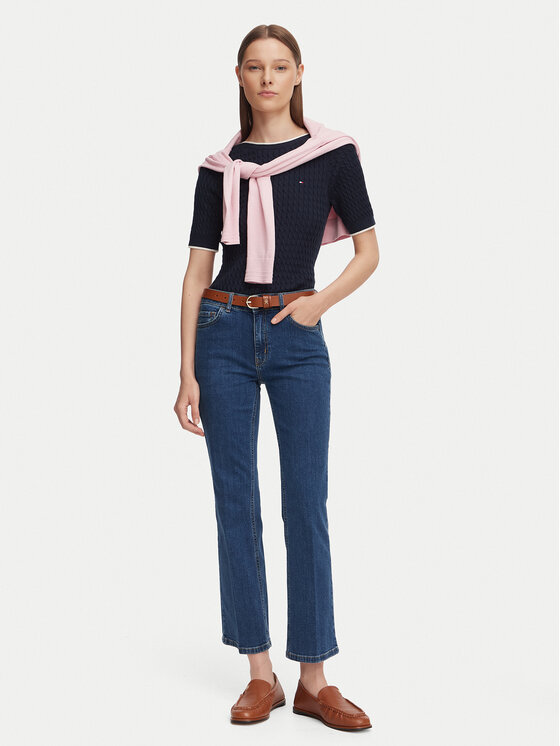 Tommy Hilfiger Tommy Hilfiger Блуза Fine Gg Cable Boat WW0WW50103 Тъмносин Regular Fit