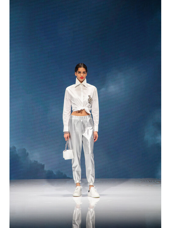 John Richmond John Richmond Hose aus Kunstleder Giunilda UWP21030PA Silberfarben Regular Fit