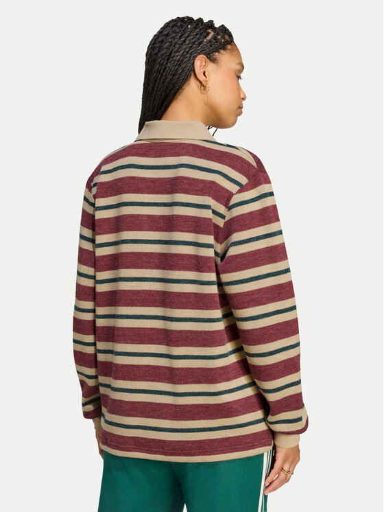adidas adidas Bluza Stripe Knitted Polo Top LG4083 Bordowy Regular Fit