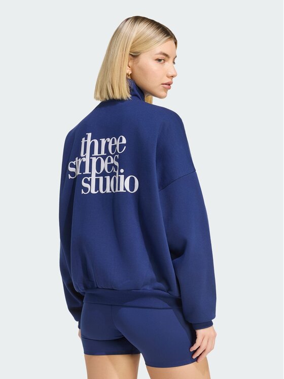 adidas adidas Bluza 3 STRIPES STUDIO Niebieski Loose Fit
