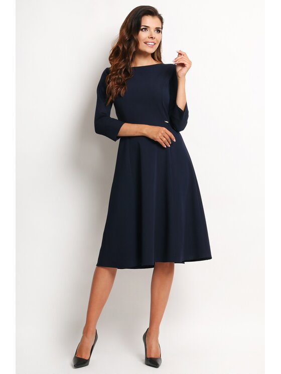 Awama Awama Sukienka A112 Granatowy Basic Fit