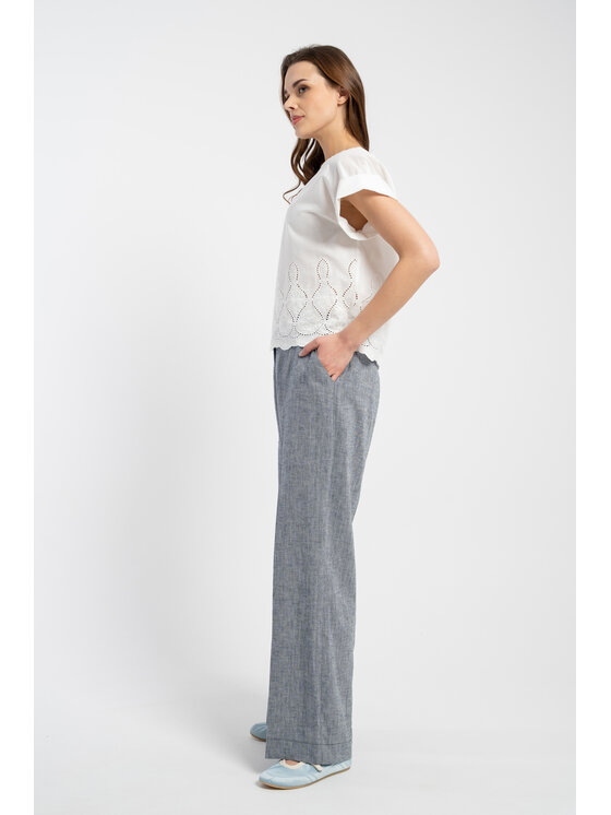 CLICK CLICK Bluzka 10-6883 Biały Loose Fit