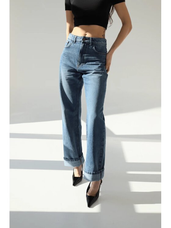 Chiara Wear Chiara Wear Jeansy Spodnie jeansowe STRAIGHT damskie Niebieski Straight Fit