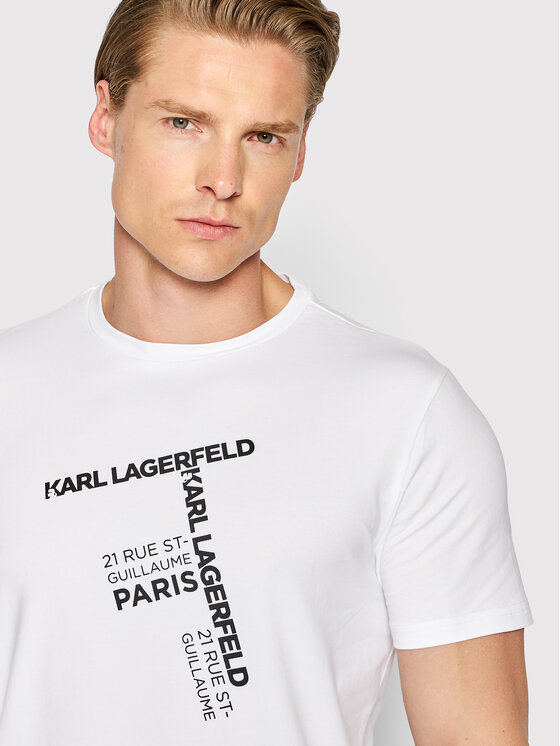 KARL LAGERFELD KARL LAGERFELD T-shirt Rue St Guillaume KL22MTS02 Bianco Regular Fit