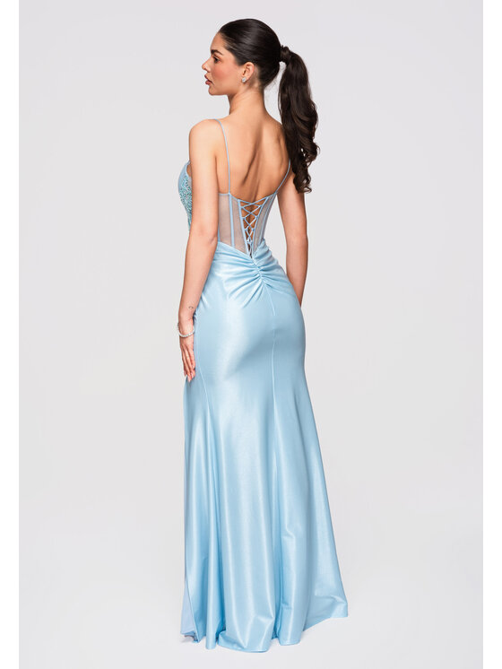 Ombre Ombre Sukienka wieczorowa LA-OM-DLR332 Niebieski Slim Fit