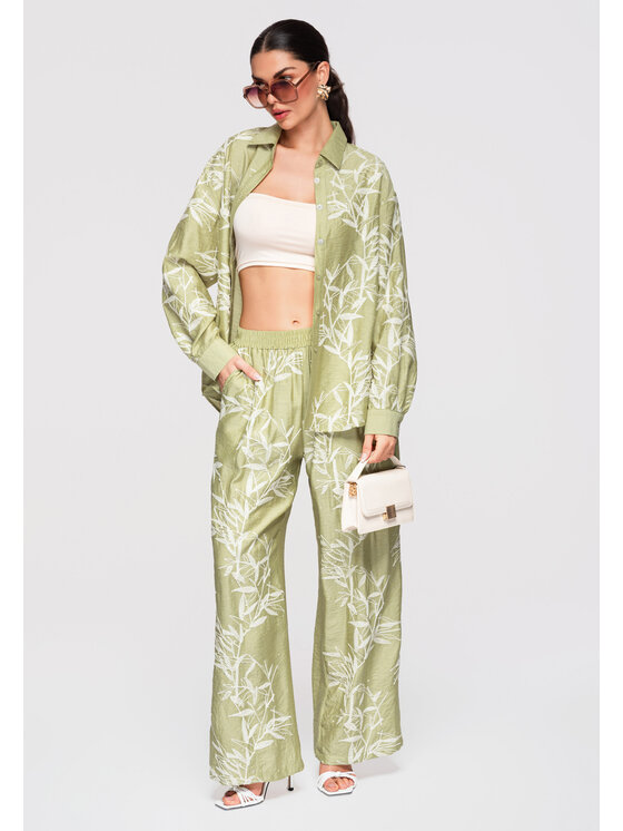 Ombre Ombre Koszula OW-SH-E0016 Zielony Loose Fit