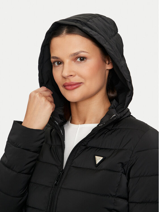 Guess Guess Vatovaná bunda Solid Heavy Diann V4YL04 WF3X0 Černá Regular Fit