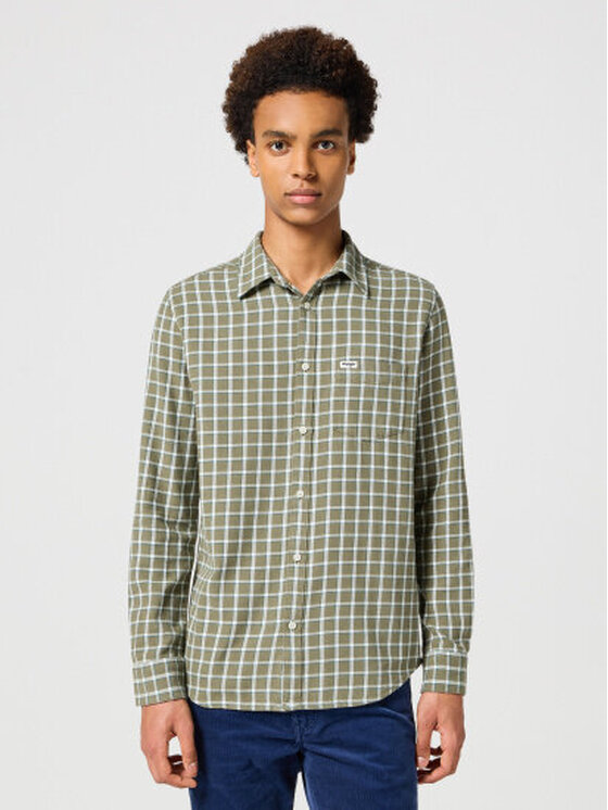 Wrangler Wrangler Koszula 1 PKT SHIRT Zielony Regular Fit