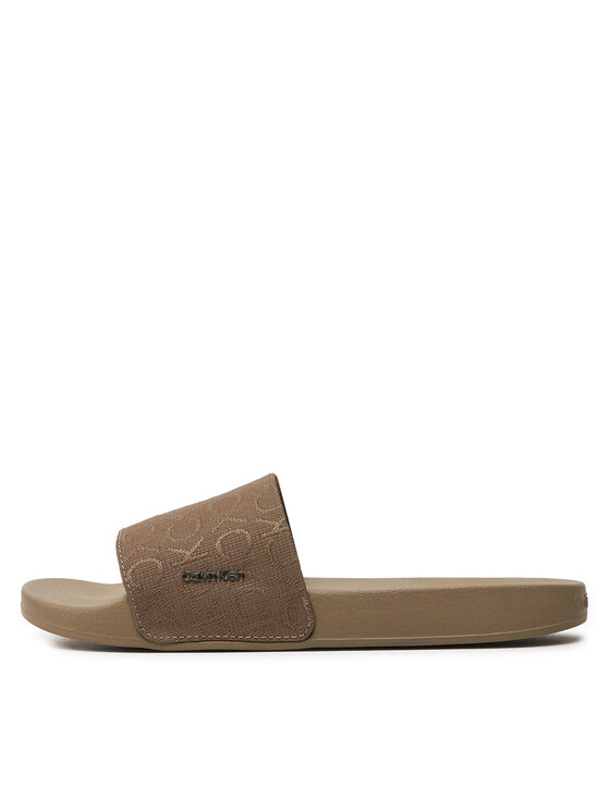 Calvin Klein Calvin Klein Šľapky Pool Slide Wcalvin Met Mono Jacq HW0HW01971 Hnedá