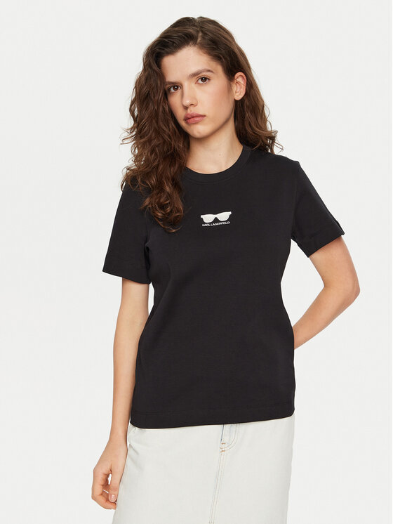 KARL LAGERFELD Damski T-Shirt, rozmiar M, Czarny, A1W17021