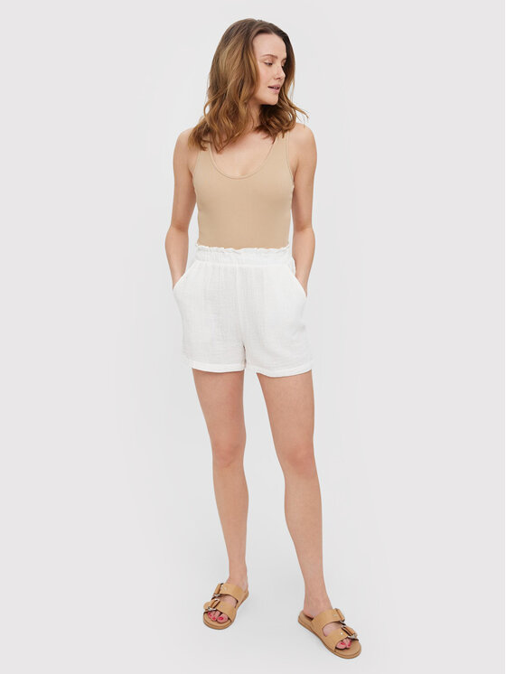Vero Moda Vero Moda Šortky z materiálu Natali 10262930 Bílá Regular Fit