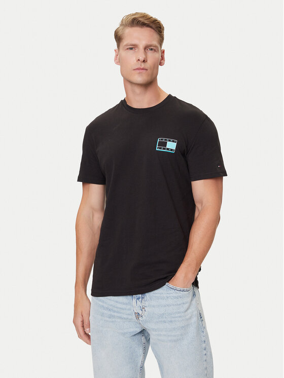 Tommy Jeans Tommy Jeans Tricou Pop Color Flag DM0DM21577 Negru Regular Fit